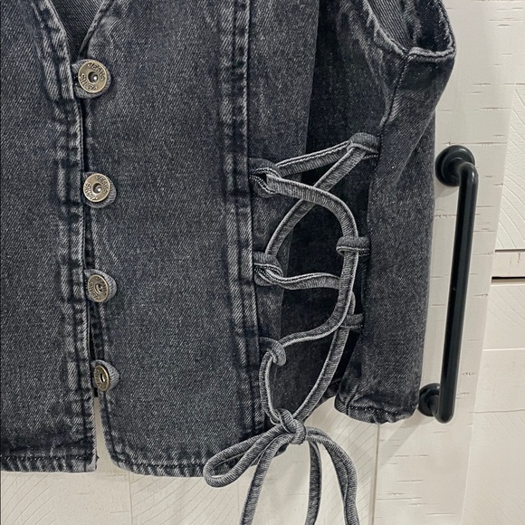 Washed Love Black Denim Vest - Picture 6 of 9